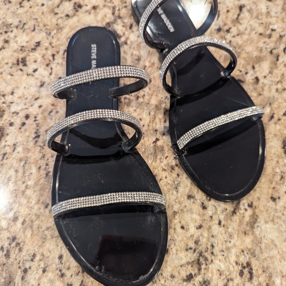 Steve Madden Rhinestone Flat Sandals Slides Size 10